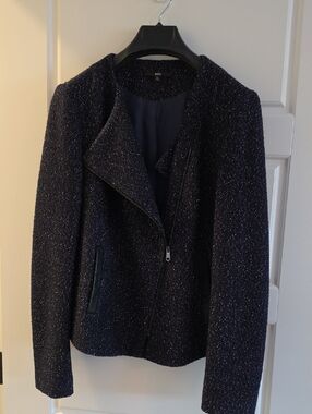 Boss Navy Zip-Front Blazer